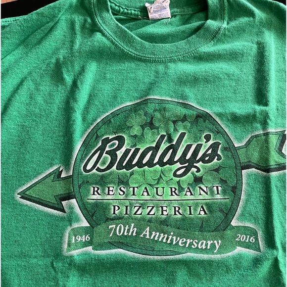 Buddy’s Pizzeria DETROIT St.Patricks Day GREEN Holiday Staff Shirt Unisex Medium - Picture 4 of 7